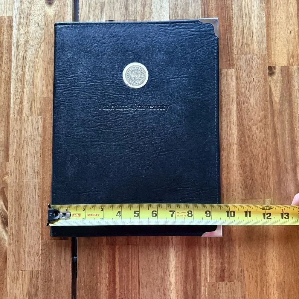 VTG Hazel Auburn University Padfolio‎ Golden Medallion Metallic Corners Embossed